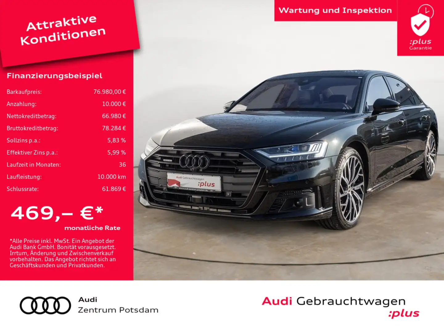 Audi A8 lang 60TFSI quattro LASER NAVI B&O STANDHZ Negro - 1