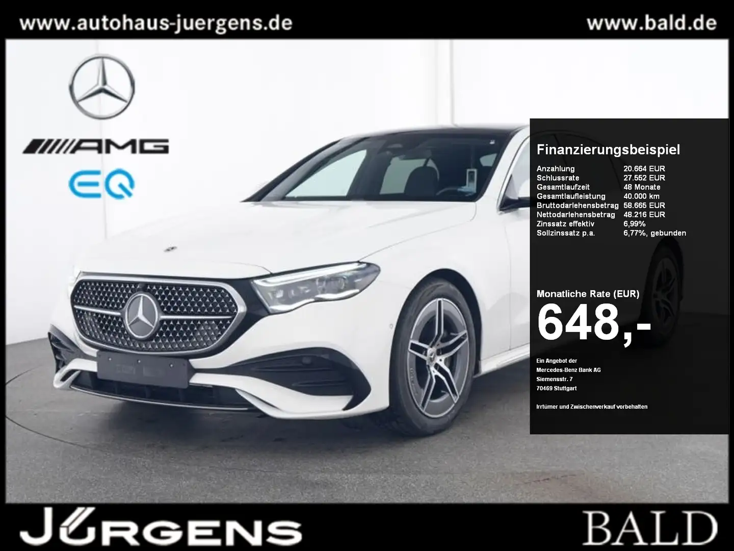 Mercedes-Benz E 450 4M AMG-Sport/Pano/360/Digital/Winter/Navi Blanc - 1