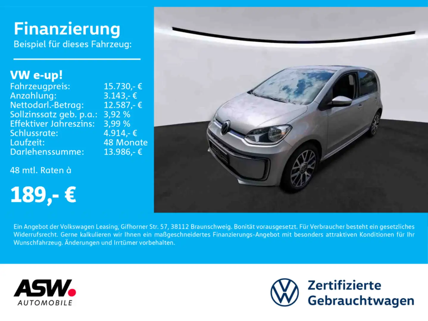Volkswagen up! e-up! move up!Style Plus Climatronic RFK SHZ CCS Silber - 1