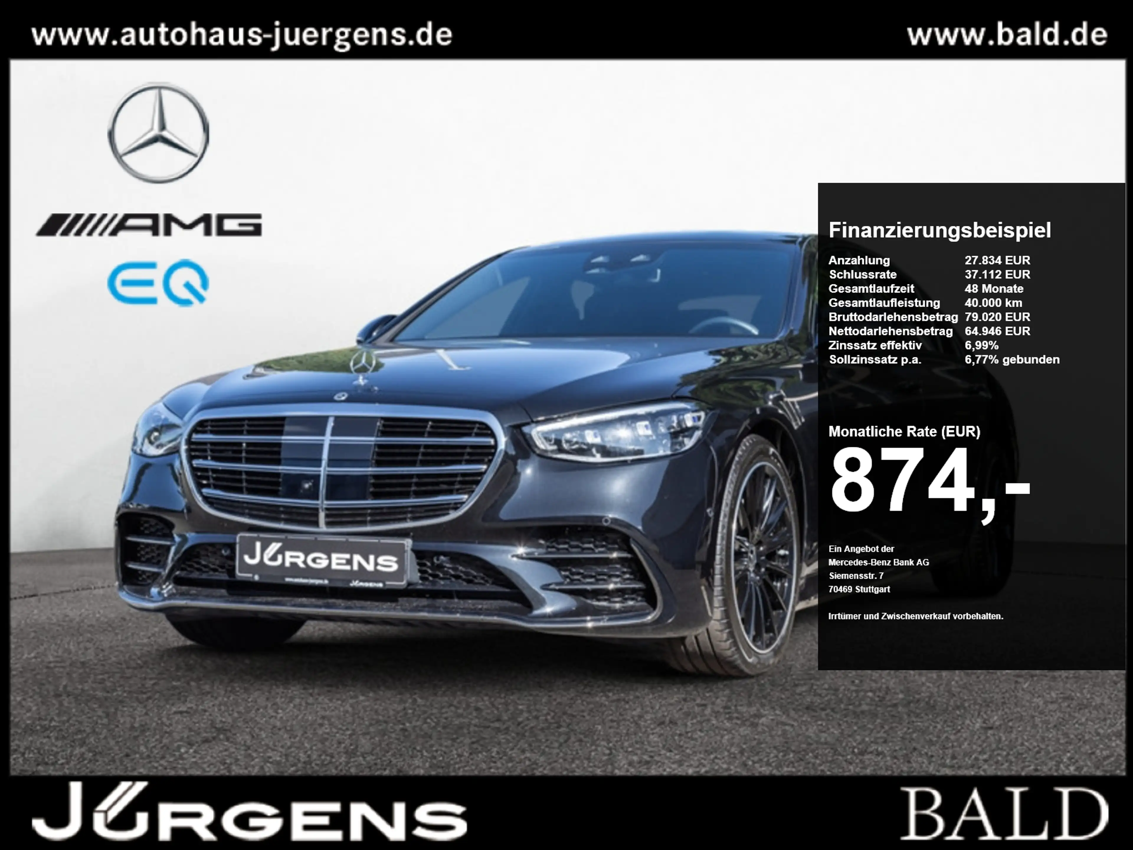 Mercedes-Benz S 350 d 4M L AMG-Sport/Pano/TV/HUD/Sitzklima/20"