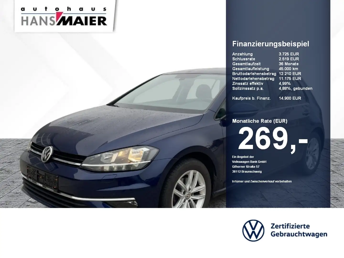 Volkswagen Golf VII Lim. Comf. TSI 6-Gang Navi Kam SH 8fach Bleu - 1