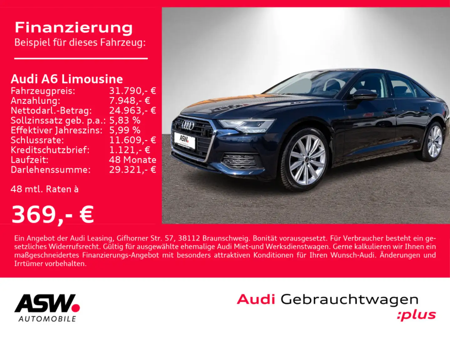 Audi A6 40TDI Stronic LED Nav Stdhz ACC HUD Blau - 1