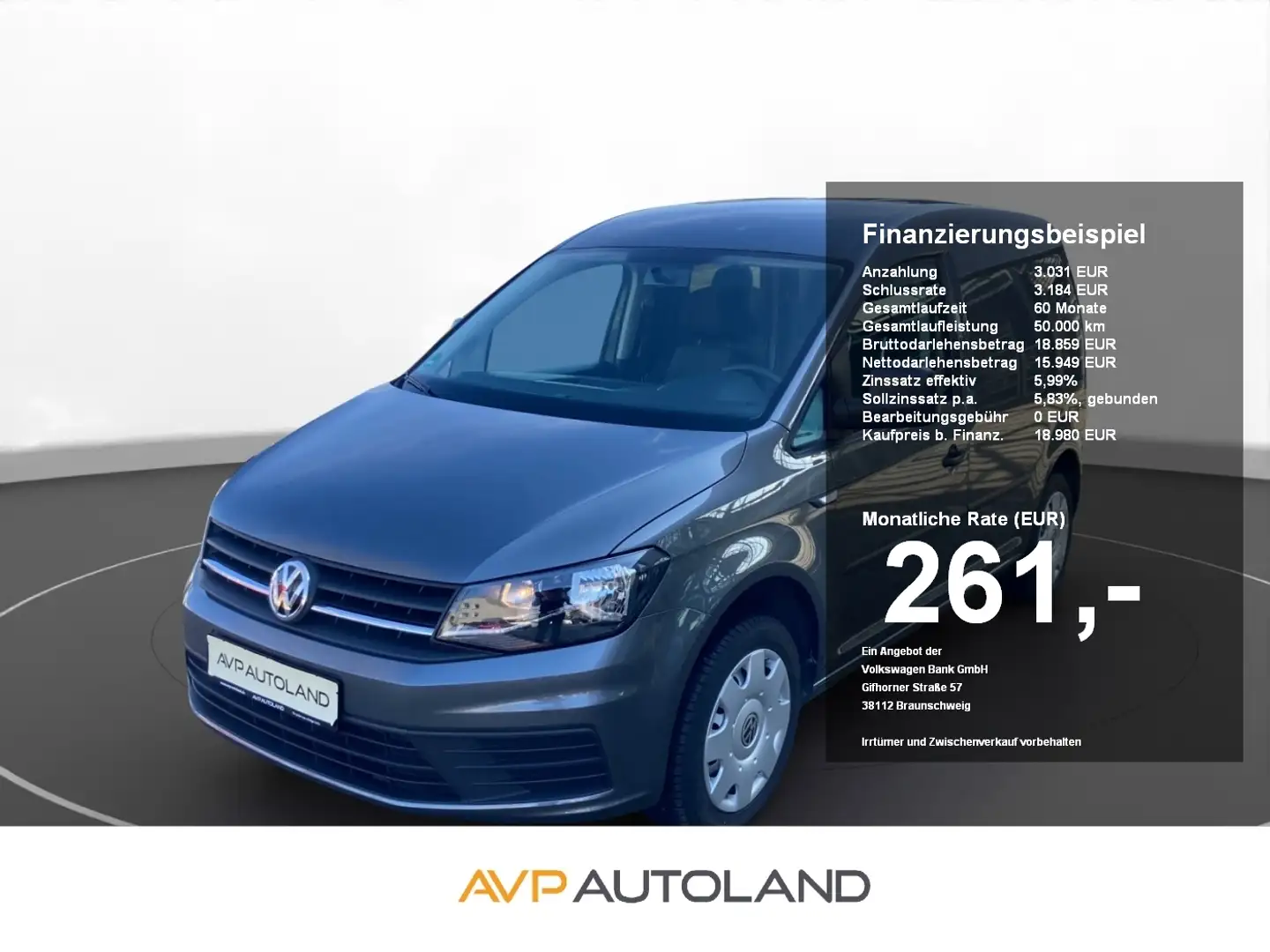 Volkswagen Caddy Kasten 2.0 TDI | AHK | TEMPOMAT | KLIMA | Grau - 1