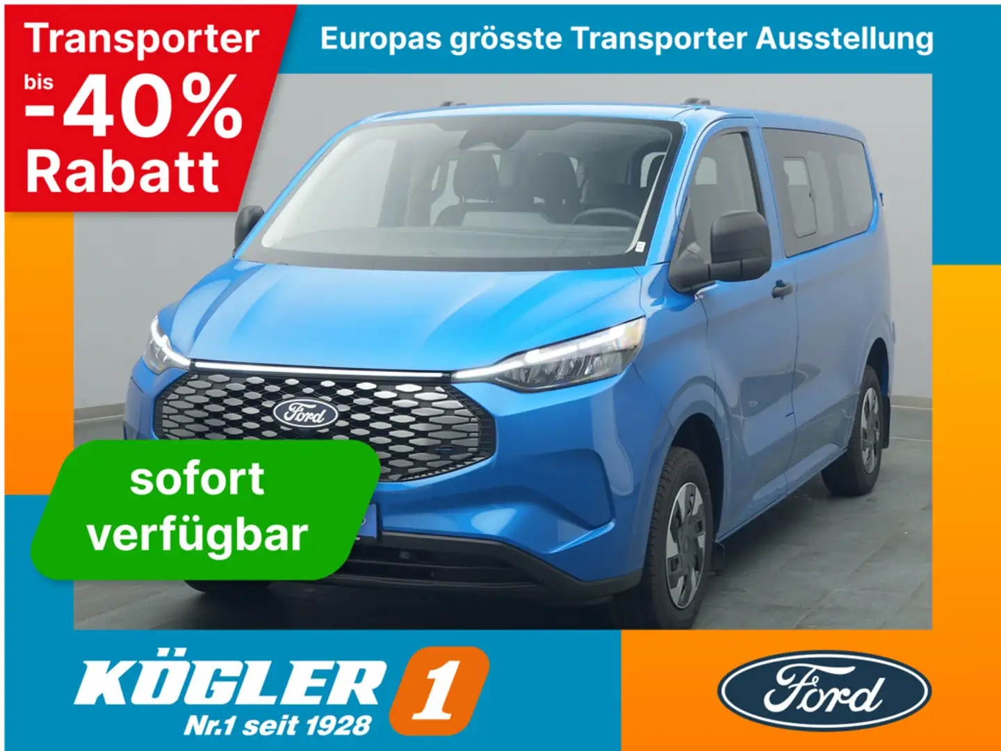 Ford E-Transit Custom Kombi 340 L1 Trend/AHK -33%* Blu/Azzurro - 1