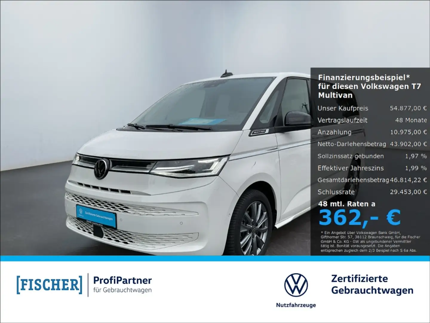 Volkswagen T7 Multivan Style lang LÜ 2.0TDI Matrix AHK Navi Rear View AC Weiß - 1