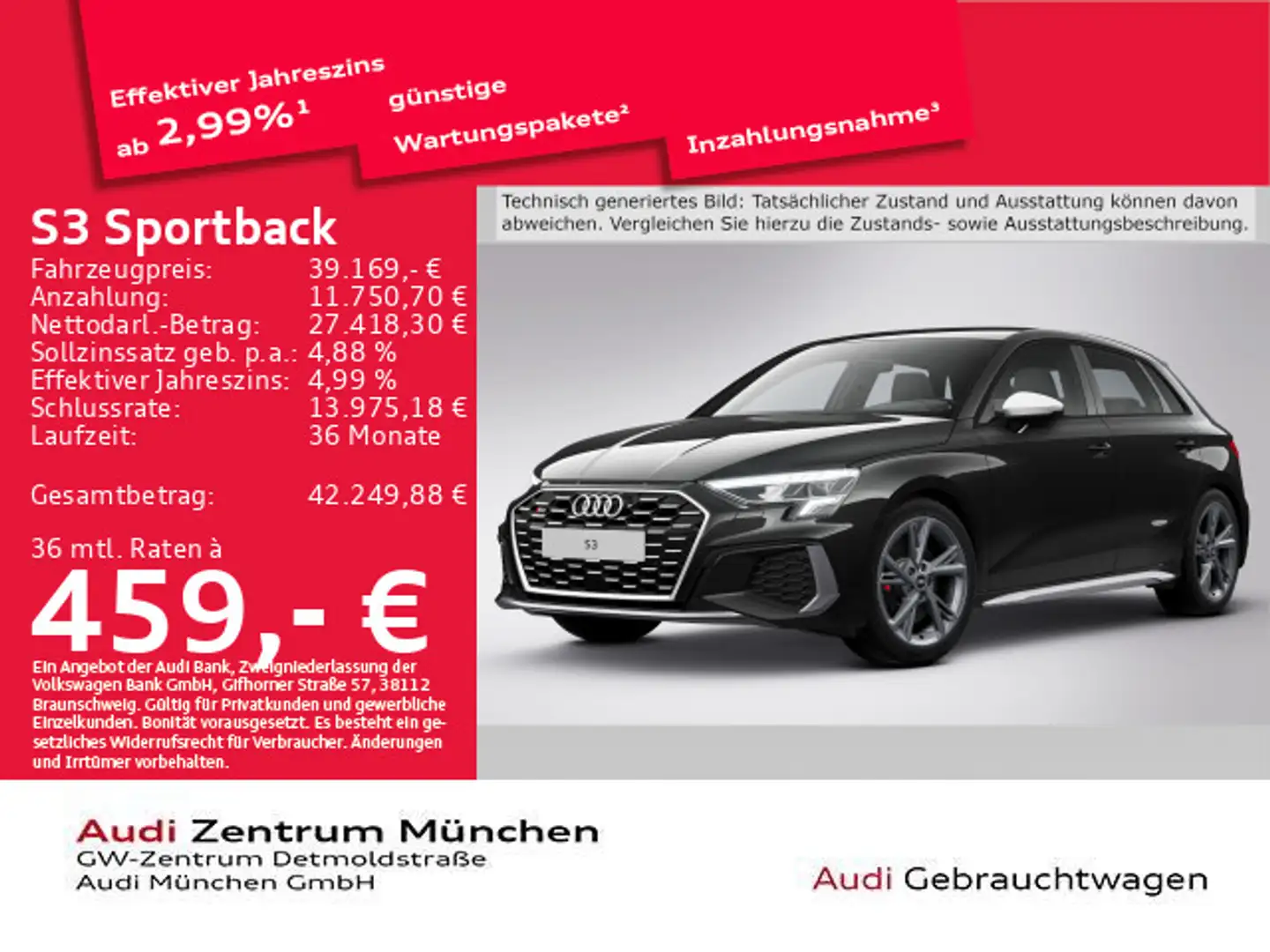 Audi S3 TFSI S tronic ACC/Virtual/Navi Schwarz - 1