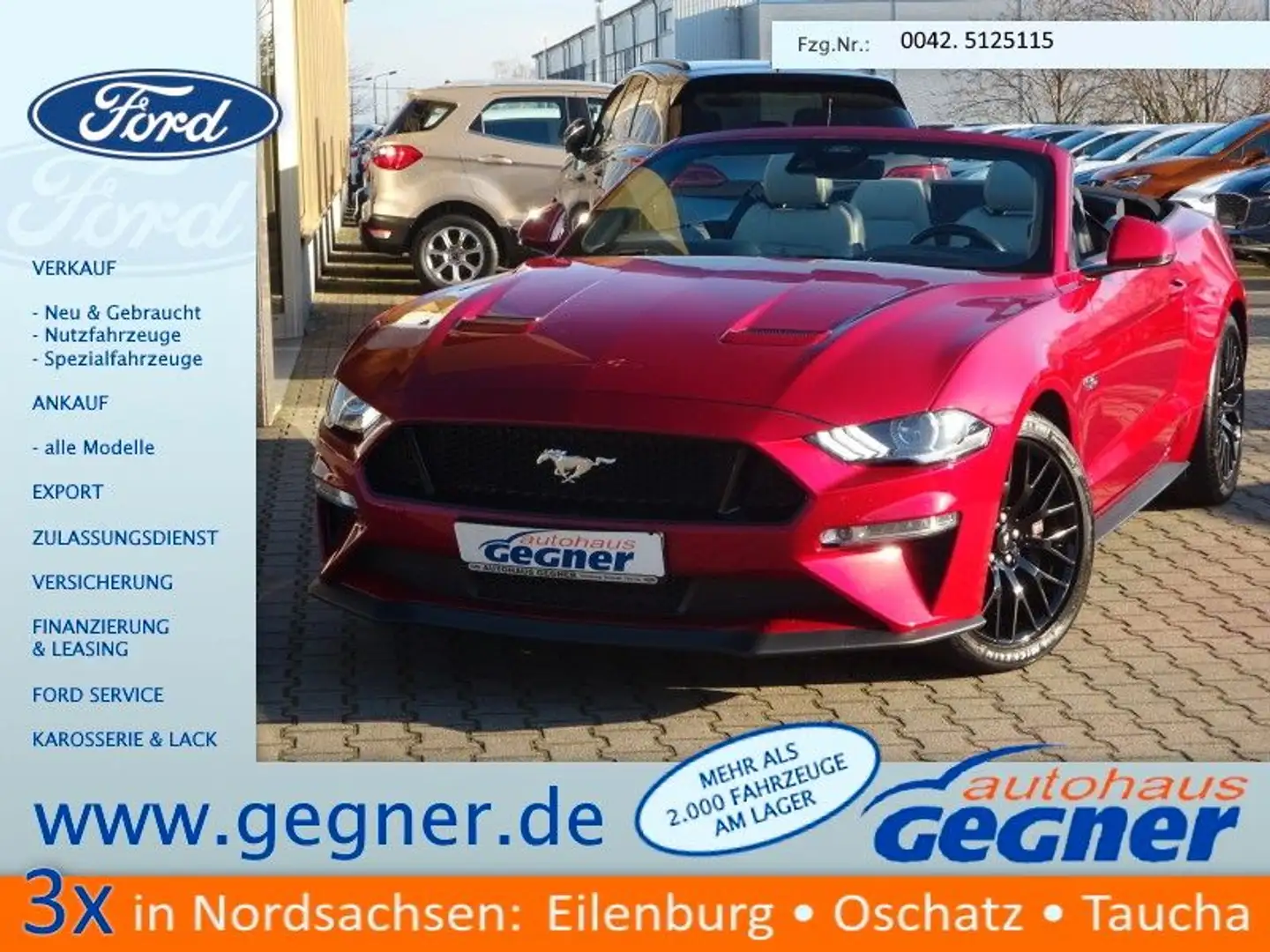 Ford Mustang GT Convertible 5.0 V8 Autm. Sitzklima Rot - 1