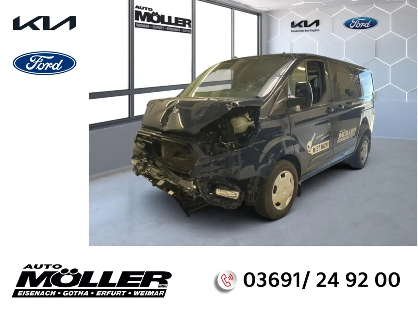 Ford Transit Custom Kombi Doka 320 L1 Trend Xenon Navi ACC Unfallschad Blau - 1
