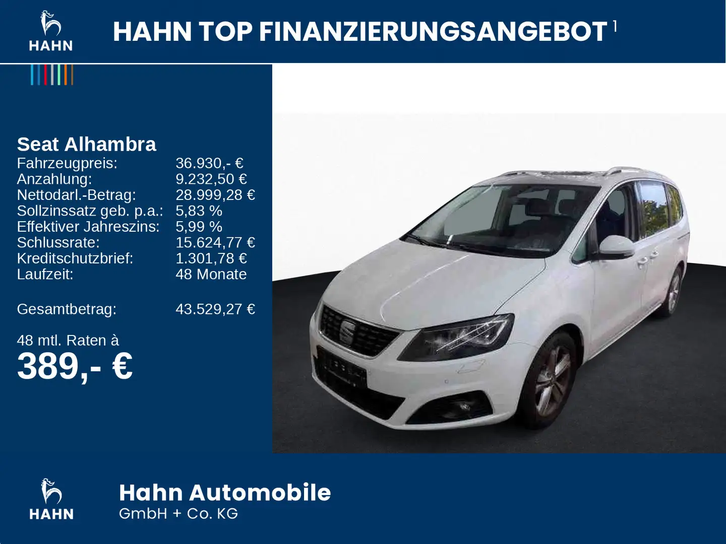 SEAT Alhambra 2.0TDI DSG Xcellence 7 Sitzer Navi Pano Weiß - 2