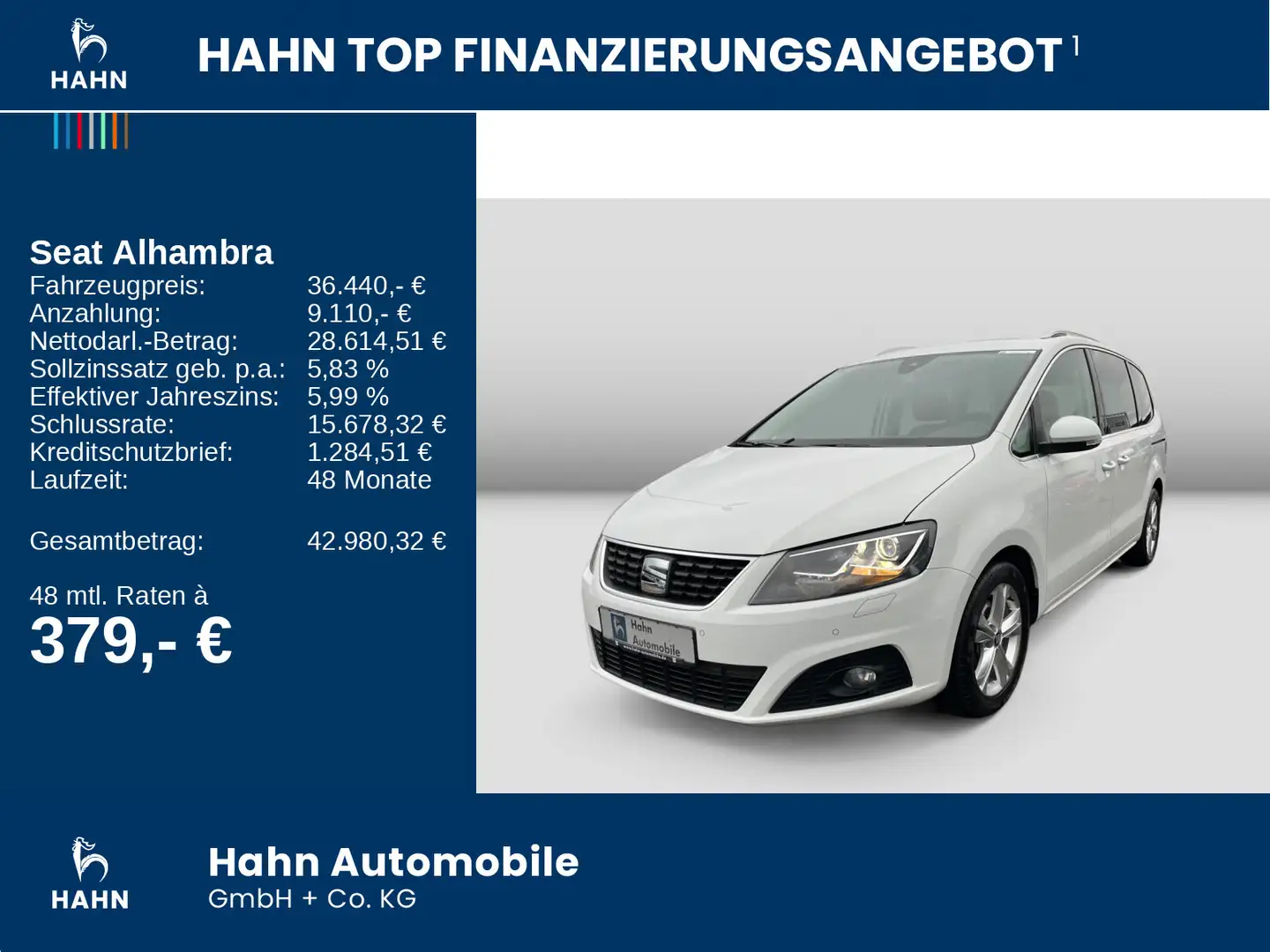 SEAT Alhambra 2.0TDI DSG Xcellence 7 Sitzer Navi Pano Weiß - 2