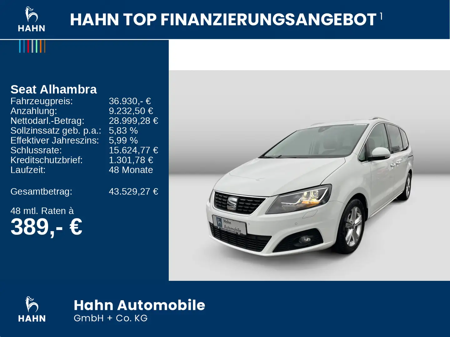 SEAT Alhambra 2.0TDI DSG Xcellence 7 Sitzer Navi Pano Blanc - 2
