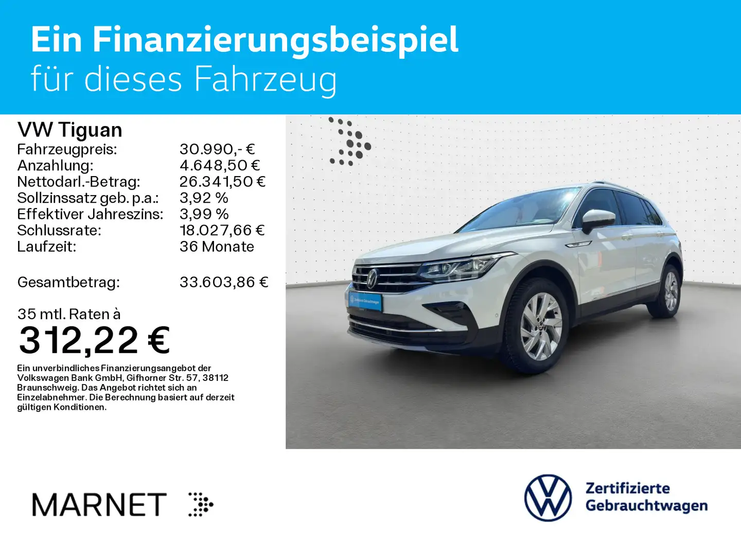 Volkswagen Tiguan Elegance 4Motion 2.0 TDI DSG Navi*AHK*Pan Wit - 2