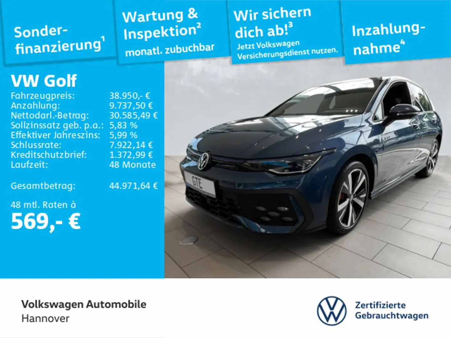 Volkswagen Golf GTE GTE 1.5 TSI DSG eHybrid DCC IQ.LIGHT Rückfa Blau - 1