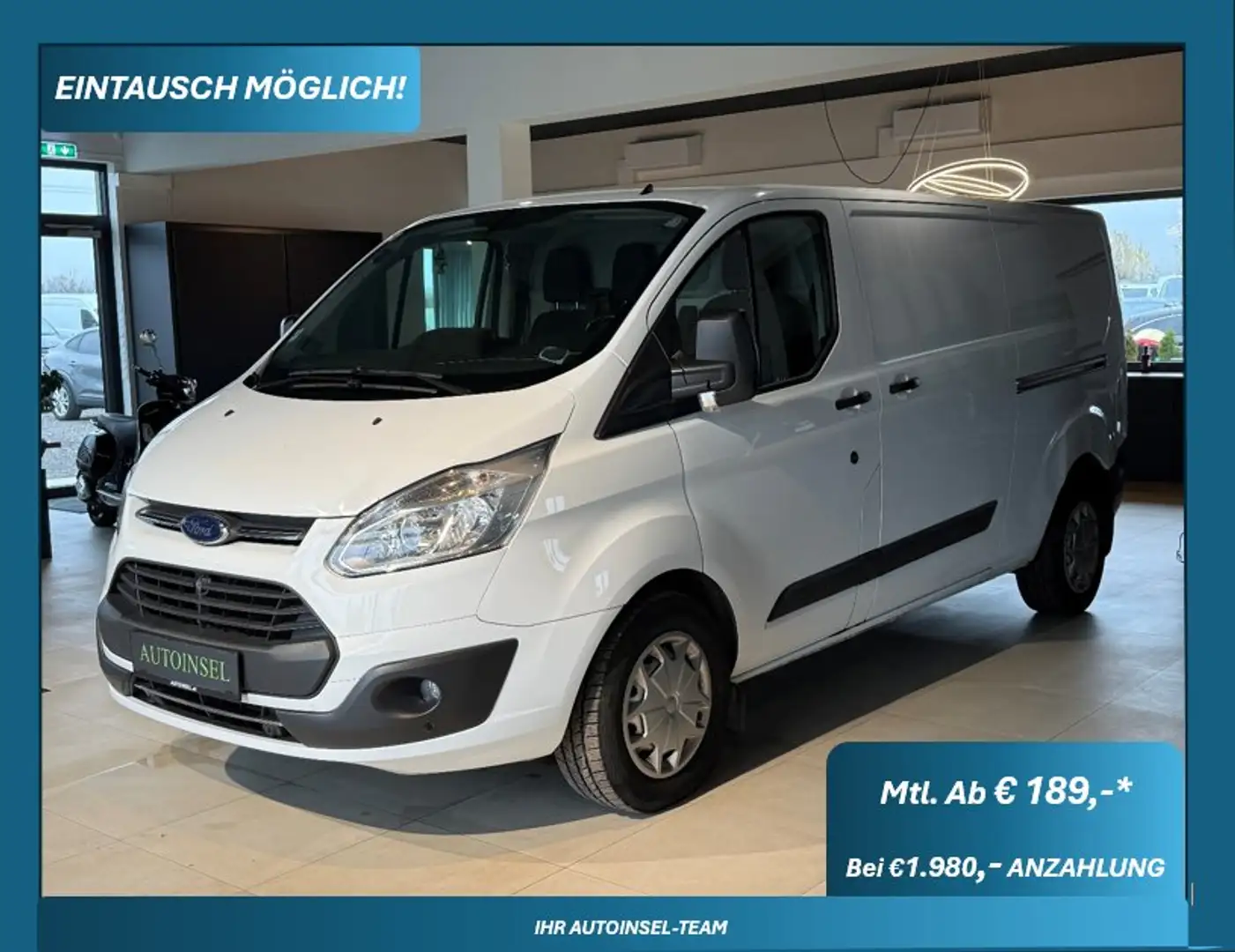 Ford Transit Custom 340 L2H1 2 Schiebetüren Weiß - 1