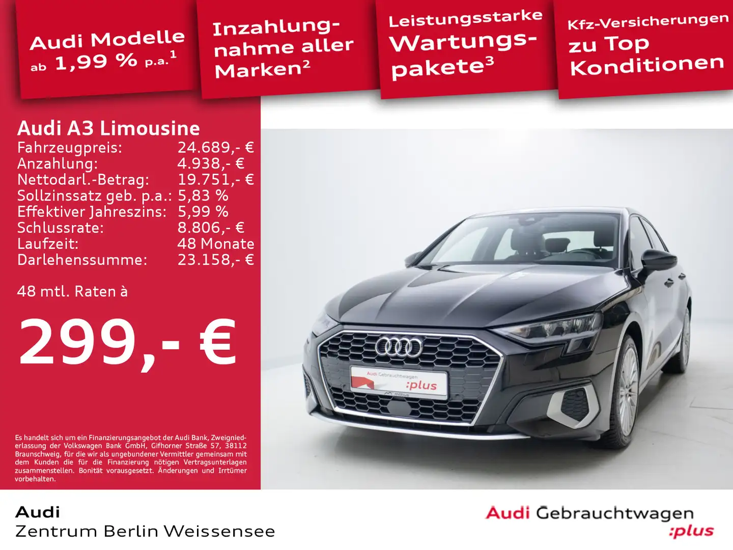 Audi A3 35 TDI S-TRO*RFK*NAVI*ACC*APP*VC** Negro - 1