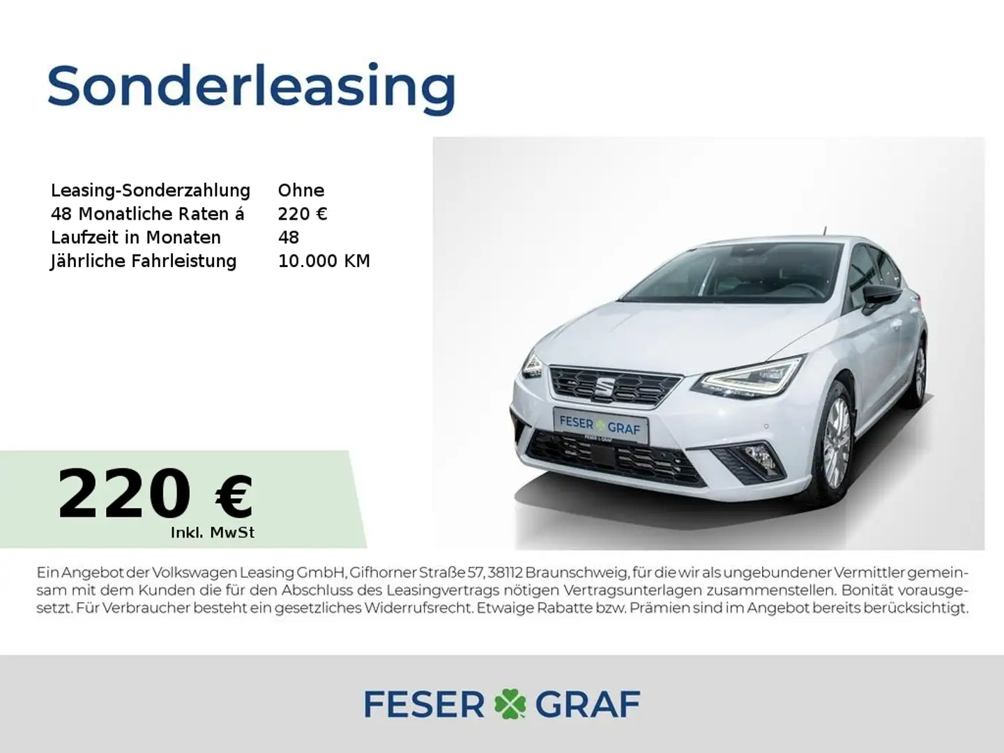 SEAT Ibiza 1.0TSI FR LINE LED/NAVI/FULL LINK/KAMERA Weiß - 1