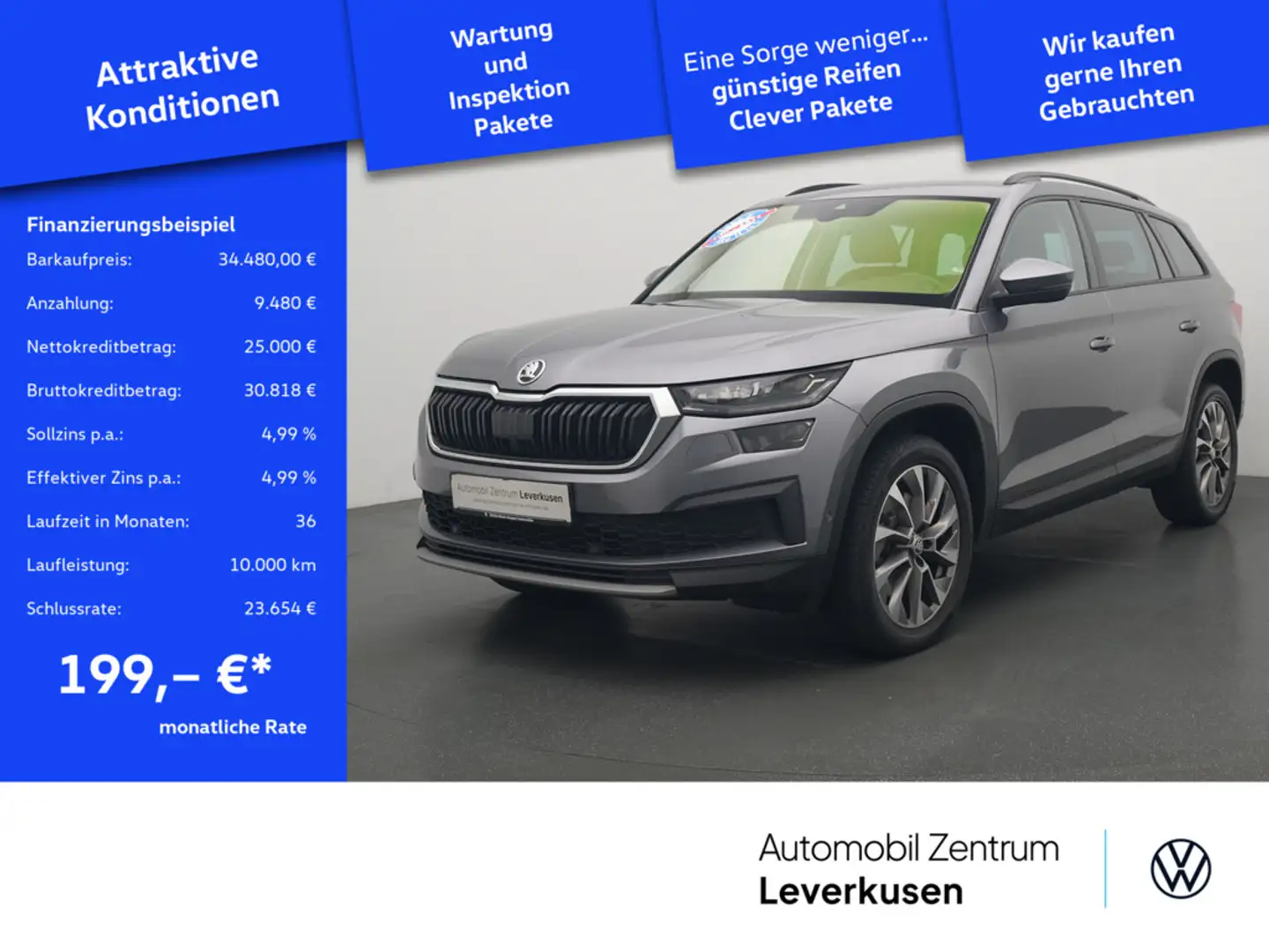 Skoda Kodiaq Tour 4x4 DSG AHK ACC NAVI VIRT CARPLAY Grau - 1