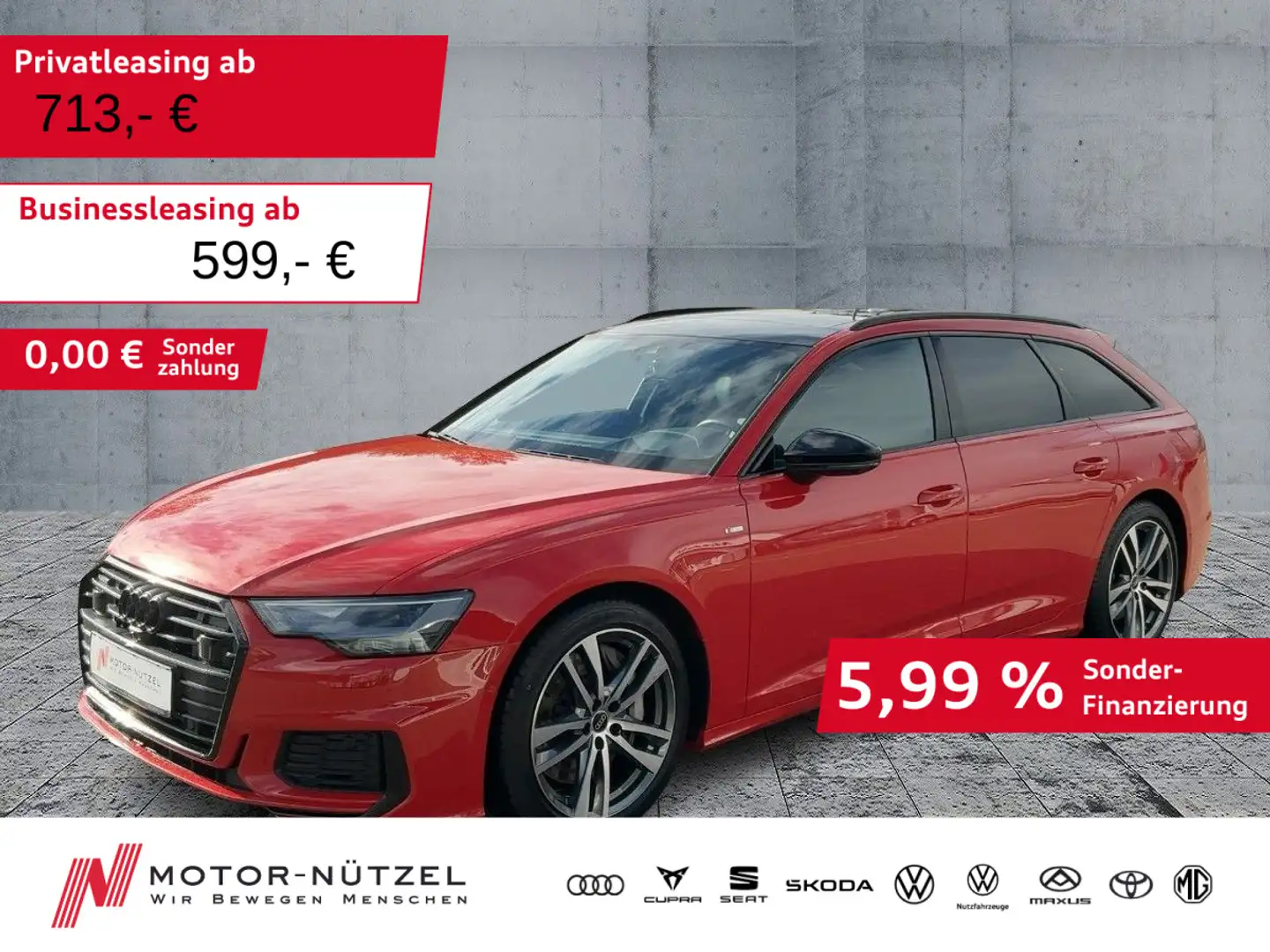 Audi A6 55 TFSI QU 2xS-LINE 5JG+AHK+PANO+B&O+VC Rood - 1