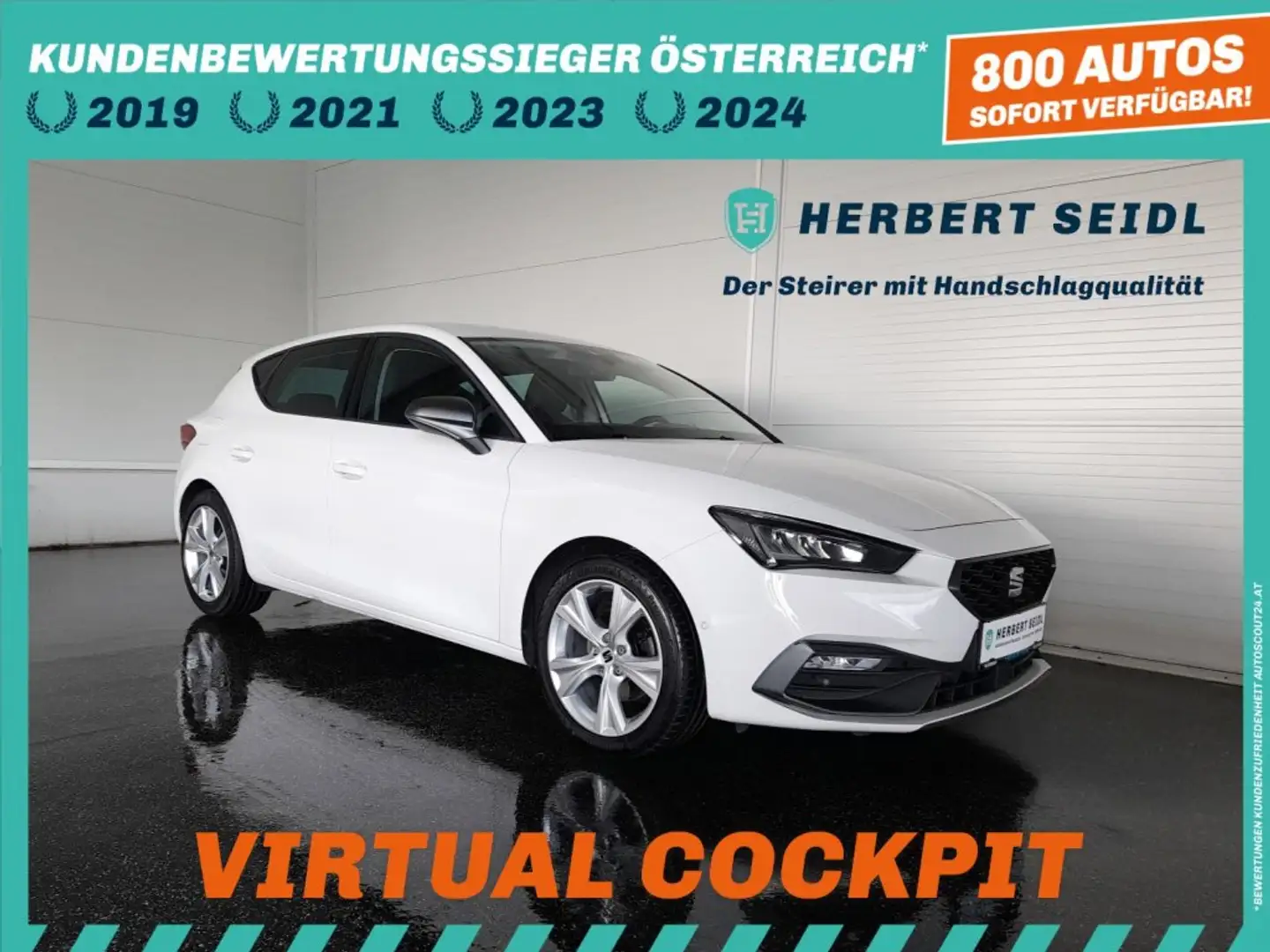 SEAT Leon FR-LINE 2,0 TDI DSG *LED MIT FLA & DYN BLINKER / VIRTUELL / NAVI / ACC / VERKEHRSZEICHENASSIST* Weiß - 1