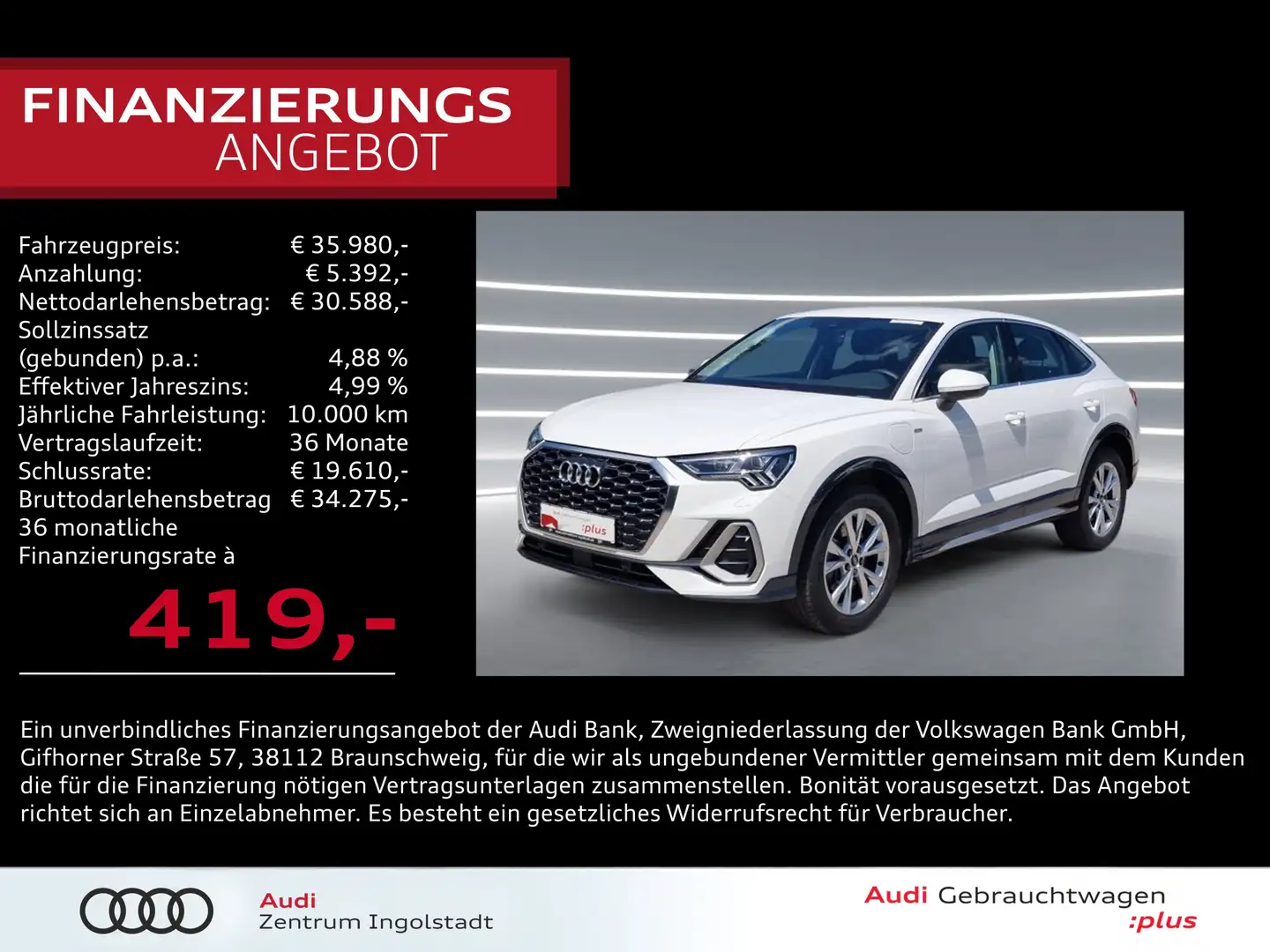Audi Q3 Sportback 45 TFSI e S line MATRIX NAVI AHK Weiß - 1