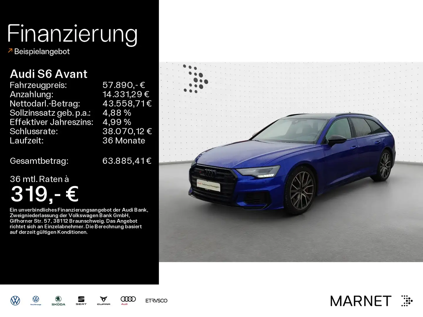 Audi S6 quattro*Navi*LED*Alu*AHK*HUD*PDC*Pano*V Blau - 1