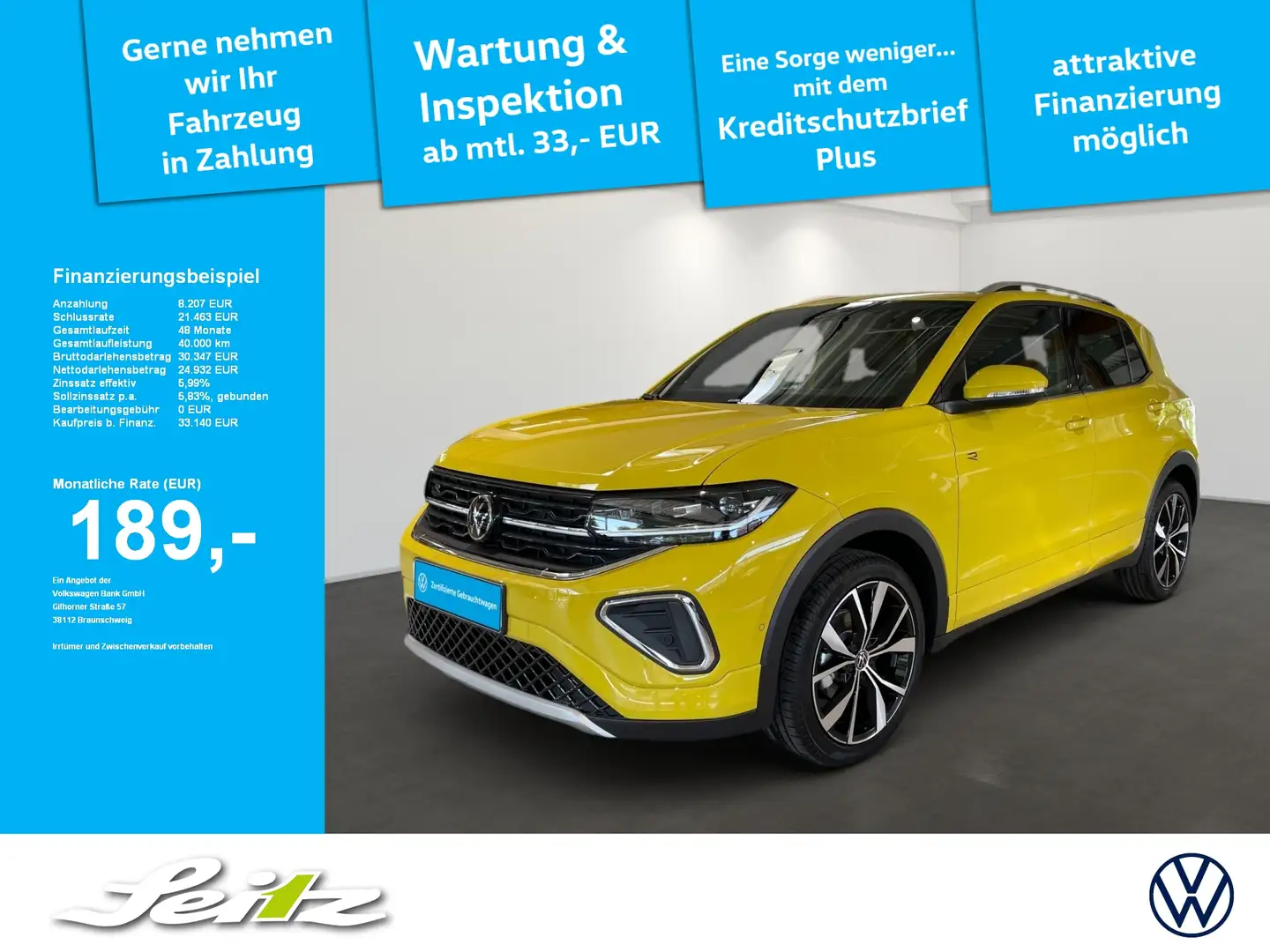 Volkswagen T-Cross 1.5 TSI R-Line *AHK*BEATS*NAVI*KAMERA*SITZH* Gelb - 1