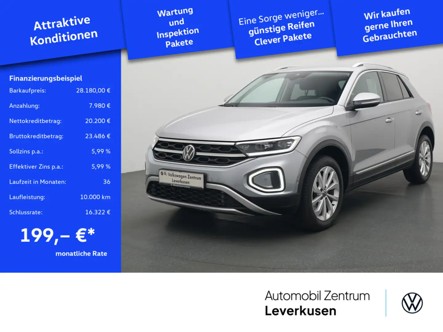 Volkswagen T-Roc Style DSG ACC NAVI APP KAM SHZ PDC VIRT Silber - 1