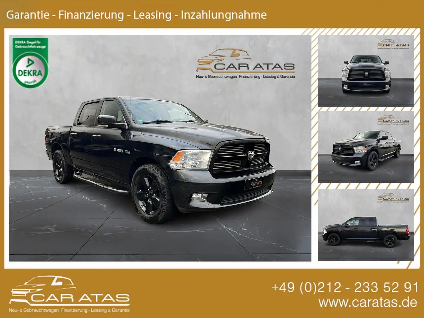 Dodge RAM 1500 LPG 103L CREW CAB 1.HAND AUTOSTART FB Zwart - 1