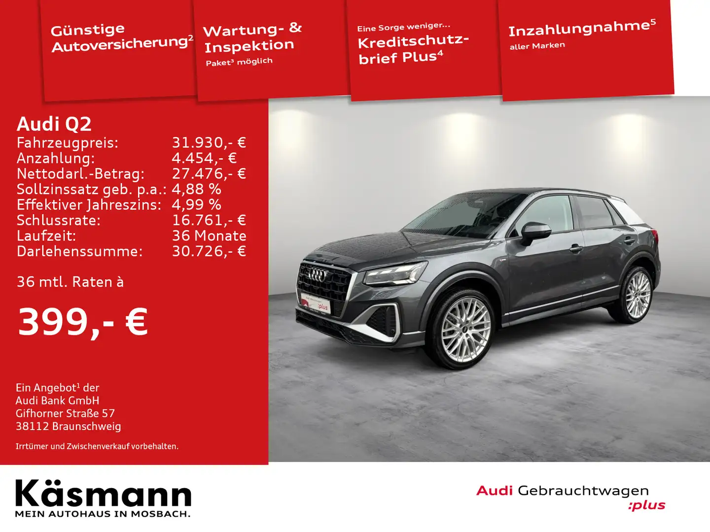 Audi Q2 S line 40TFSI quattro MATRIX KAM NAV ACC SHZ Gris - 1