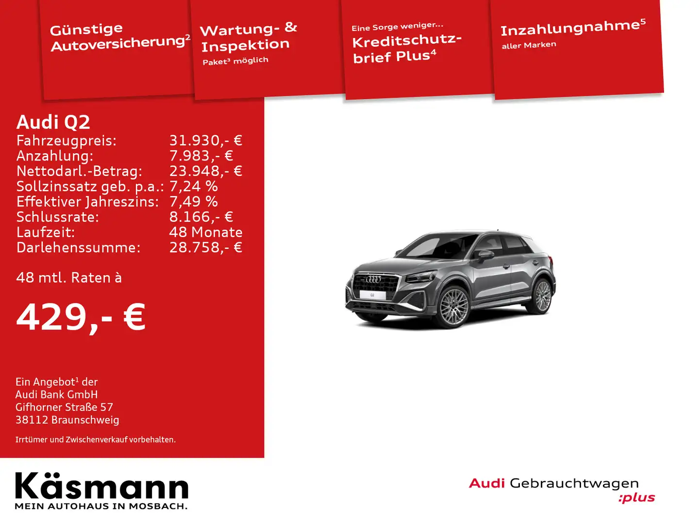 Audi Q2 S line 40TFSI quattro MATRIX KAM NAV ACC SHZ Grau - 1