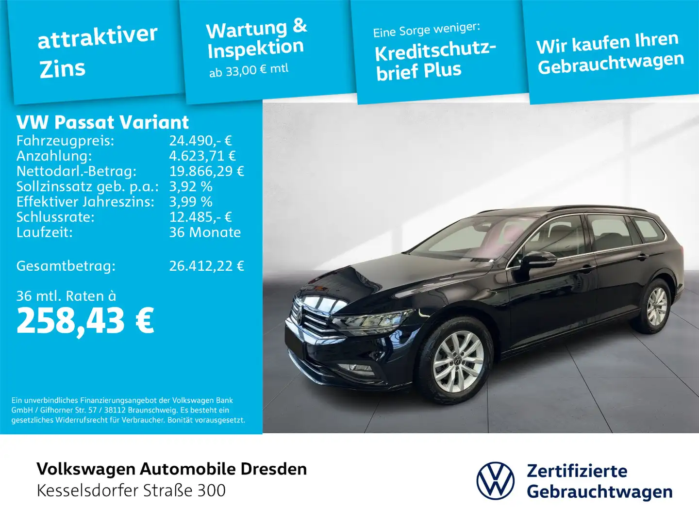 Volkswagen Passat Variant 1.5 TSI DSG Business AHZV Kamera Schwarz - 1