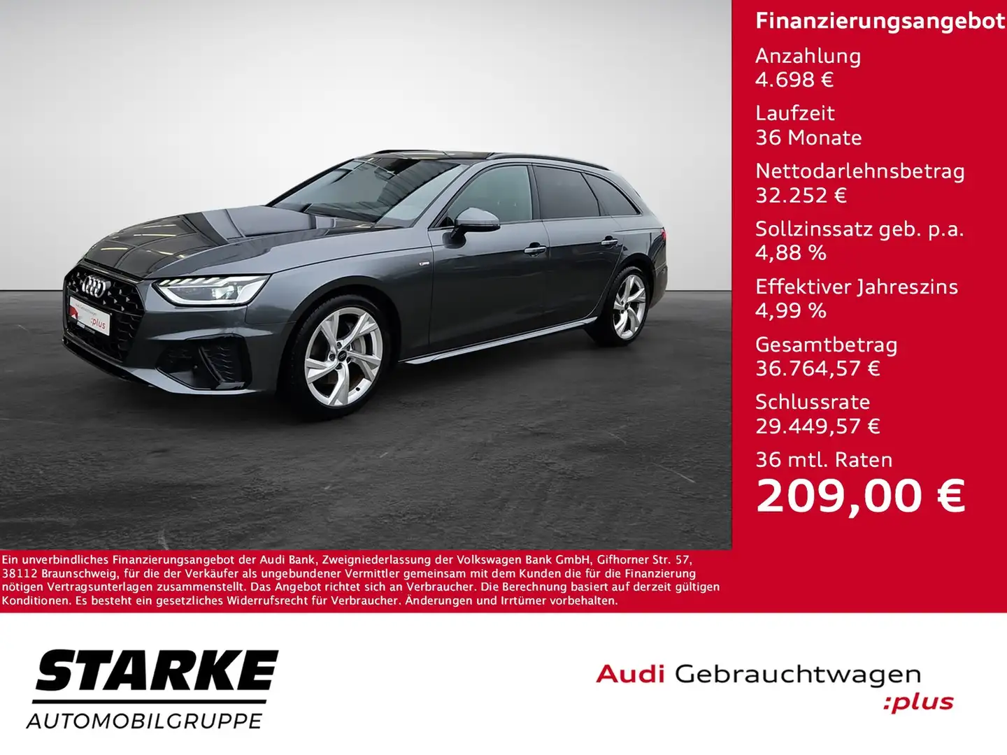 Audi A4 Avant 40 TFSI S tronic S line NaviPlus LED Lede... Grau - 1