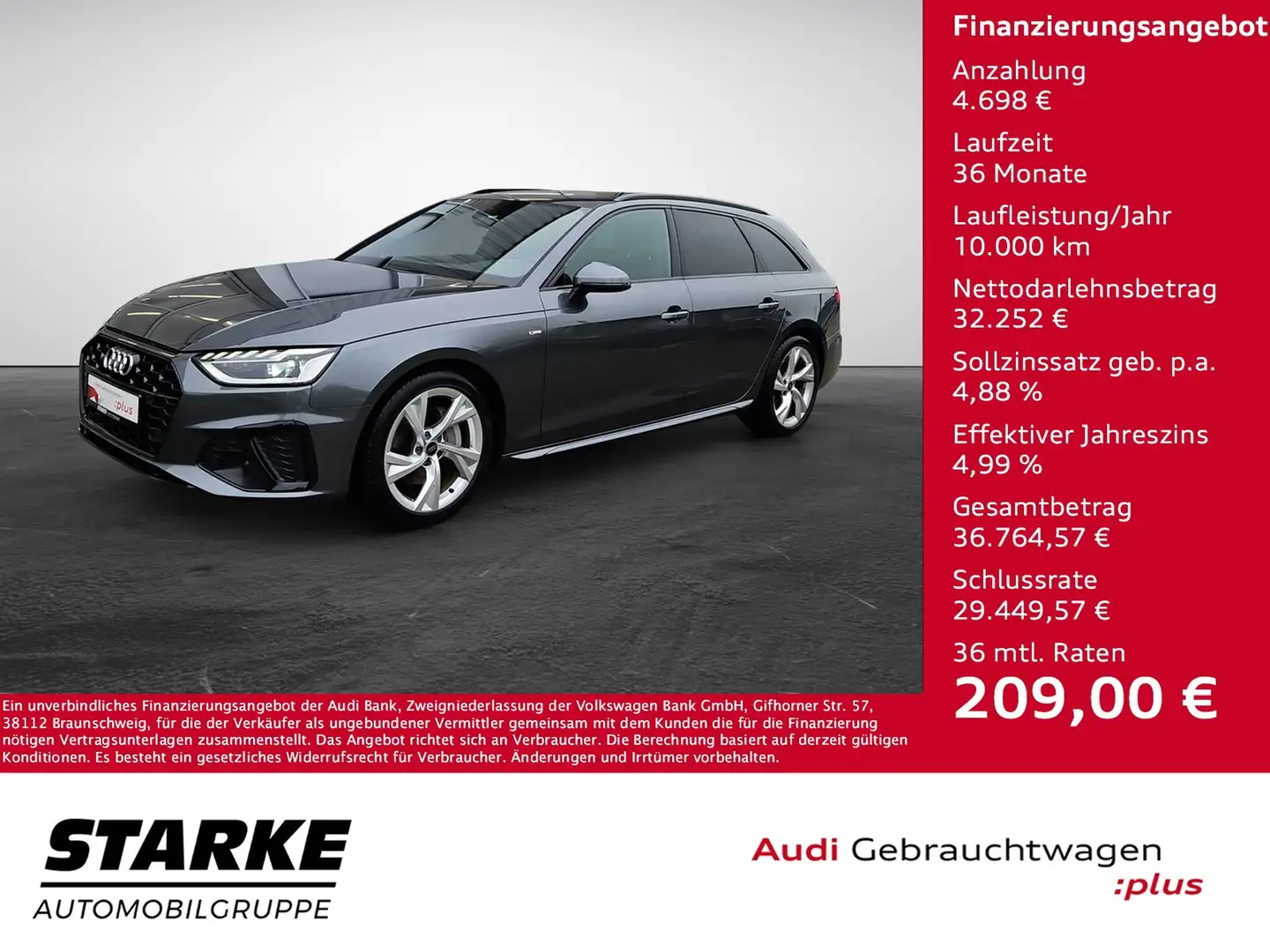 Audi A4 Avant 40 TFSI S tronic S line NaviPlus LED Lede... Grau - 1