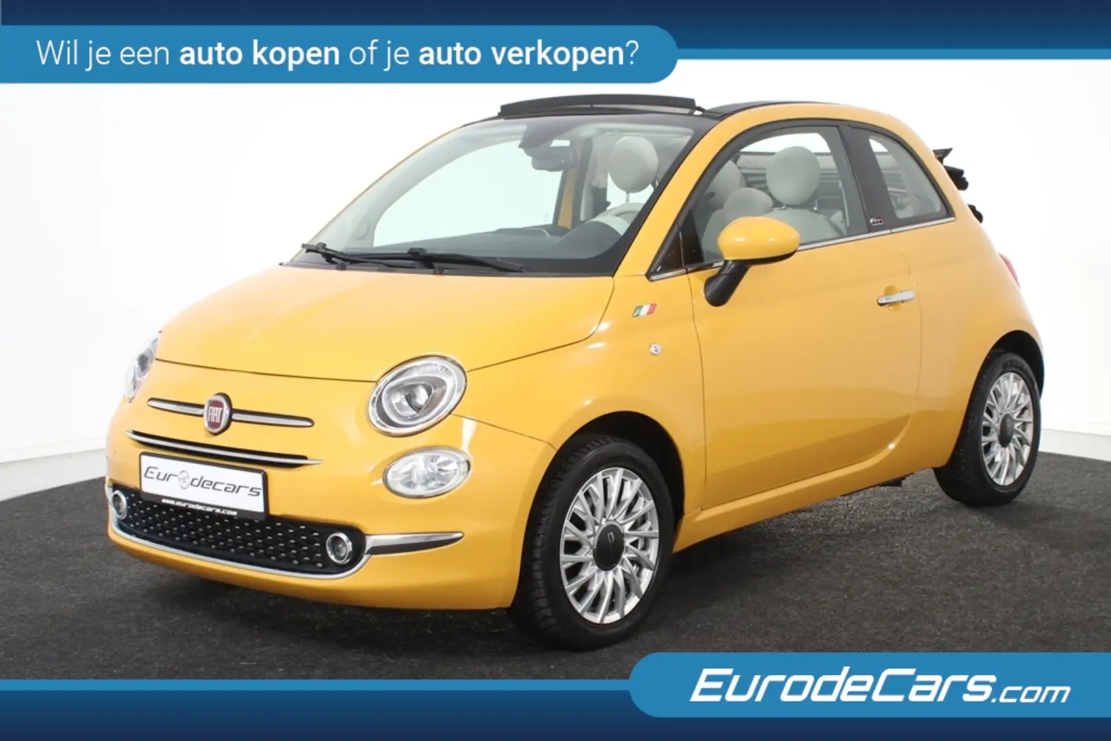 Fiat 500C 1.2 Lounge *Leer*Cabrio*Park assist* Geel - 1