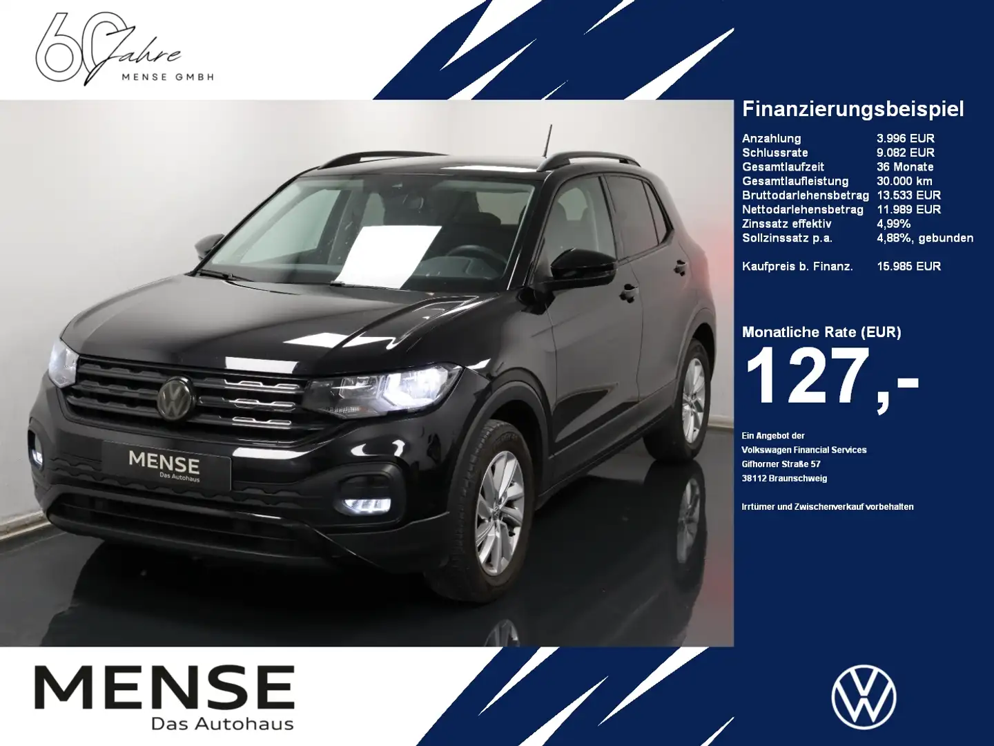 Volkswagen T-Cross 1.0 TSI Life Navi BlindSpot FrontAssist Noir - 1