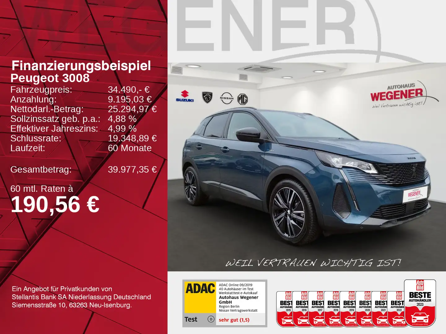 Peugeot 3008 GT Hybrid4 300 e-EAT8 *SHZ*Kamera*Panorama* Blau - 2