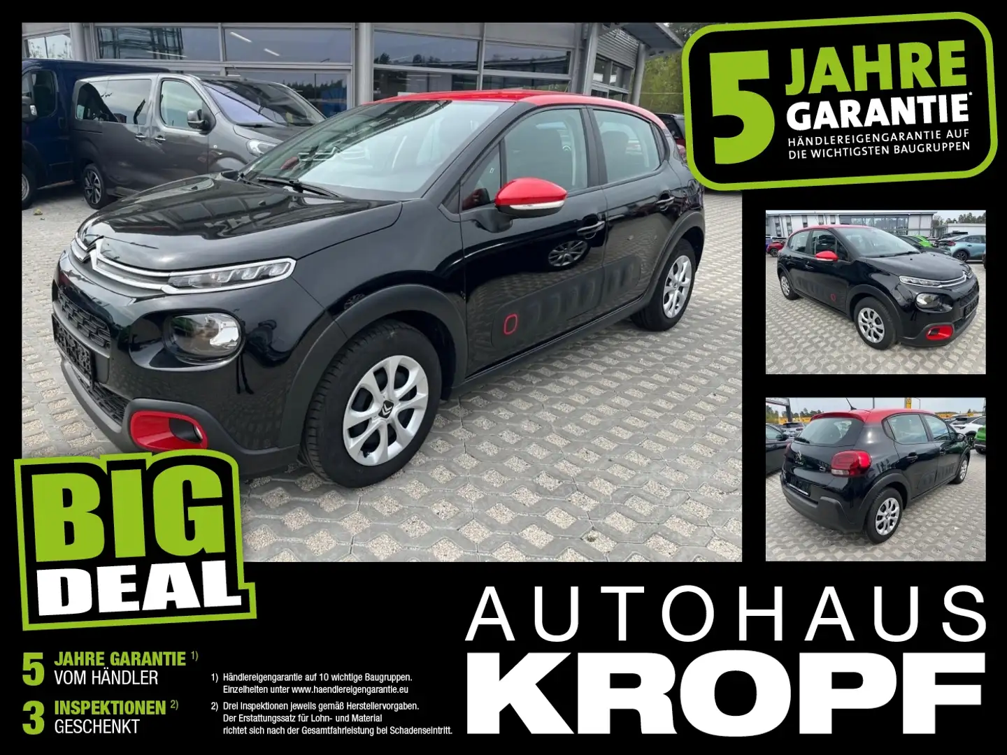 Citroen C3 1.2 PureTech 82/83 Feel LED+SHZ+PDC+SpurH Zwart - 1