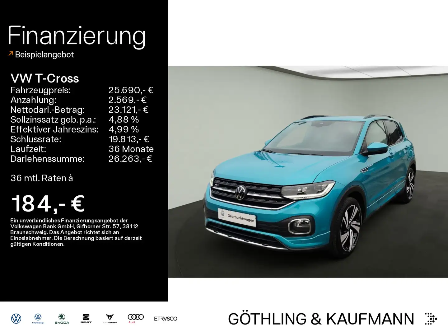 Volkswagen T-Cross 1.5 TSI DSG R-Line *LED*NAVI*18"* Bleu - 1
