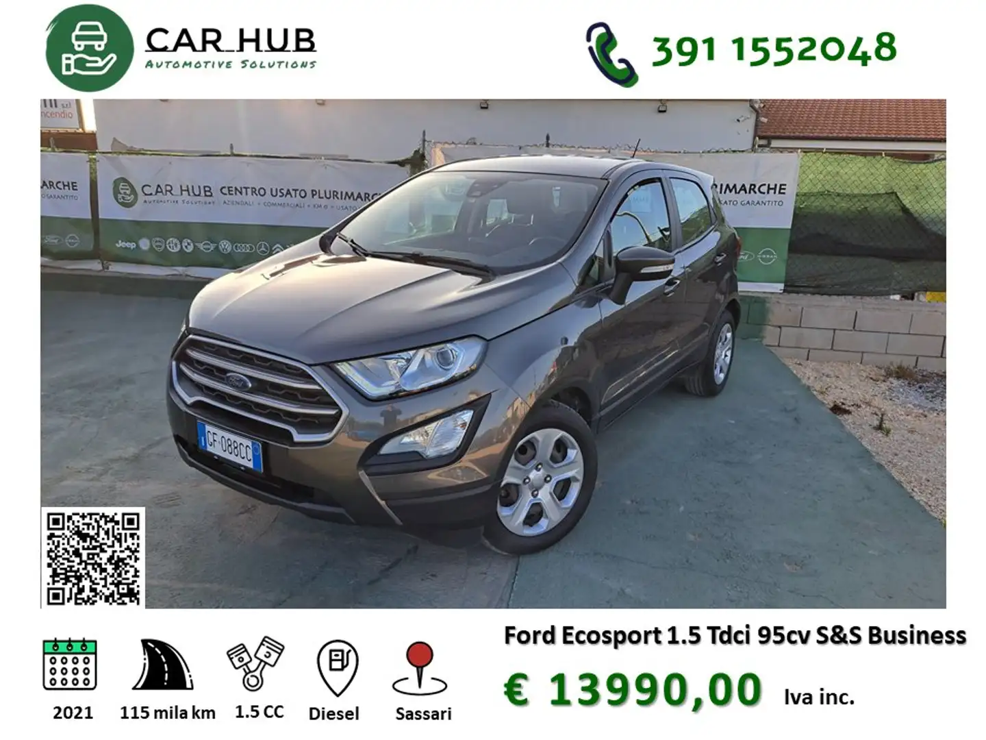 Ford EcoSport EcoSport 1.5 ecoblue Connect 95cv S&S Grigio - 1