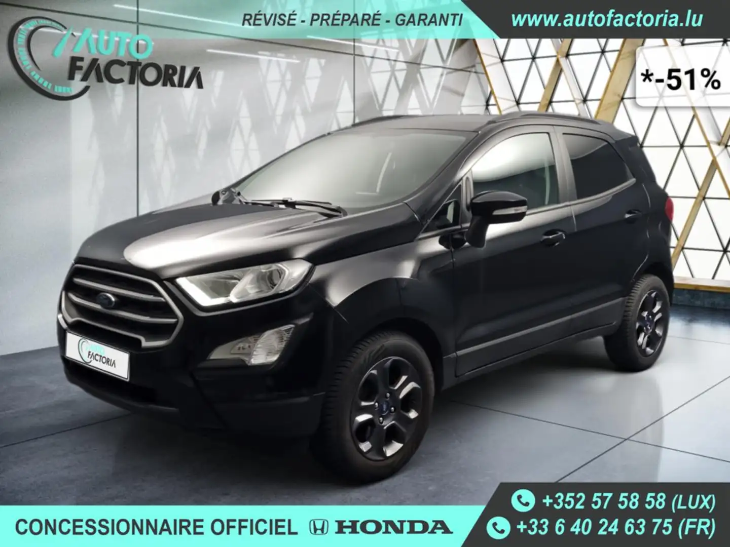Ford EcoSport -51% 1.0 Ecoboost 125cv +GPS+RADAR+Options Zwart - 1