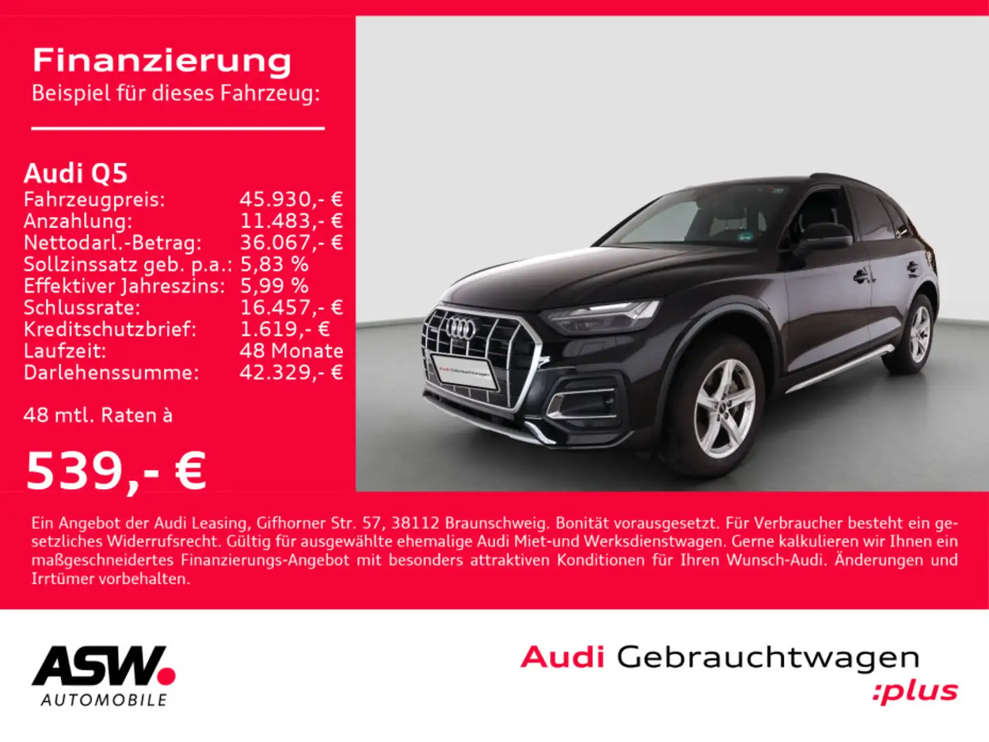 Audi Q5 advanced 40TFSI quattro Navi Matrix AHK 360° Schwarz - 1