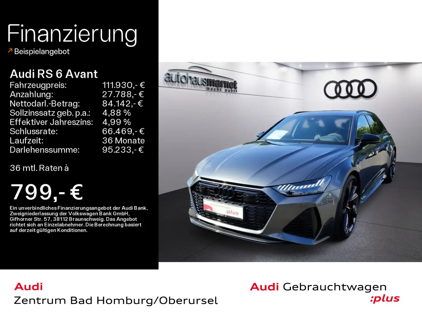 Audi RS6 *AHK*Tour*B&O*HD Matrix*HeadUp*Optikpa Grau - 1