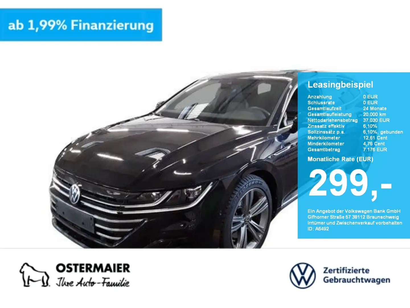 Volkswagen Arteon Shootingbrake R-LINE 2.0TDI 200PS DSG ACC.5J-G.AHK Zwart - 1
