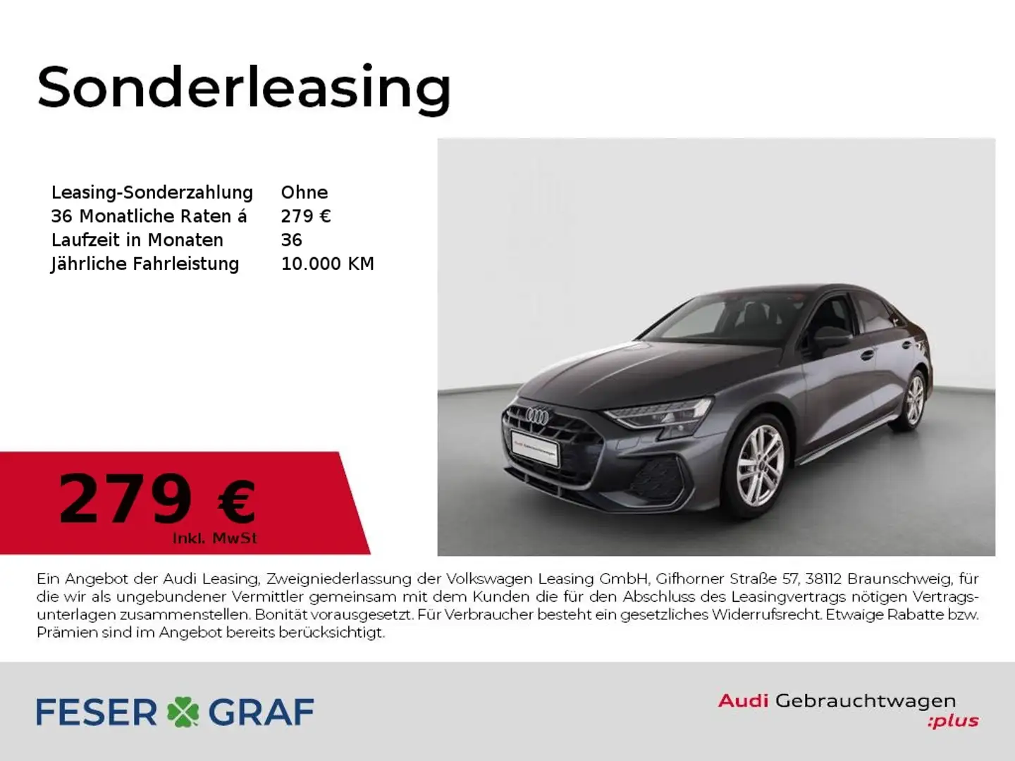 Audi A3 Limousine S line 30 TFSI Kamera/Navi+/VC+/ACC/GRA Grau - 1