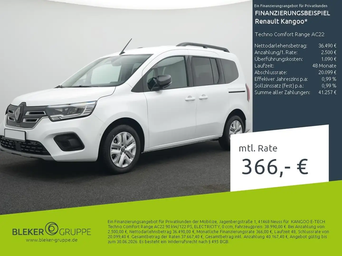 Renault Kangoo Z.E. Techno Comfort Range AC22 Weiß - 1