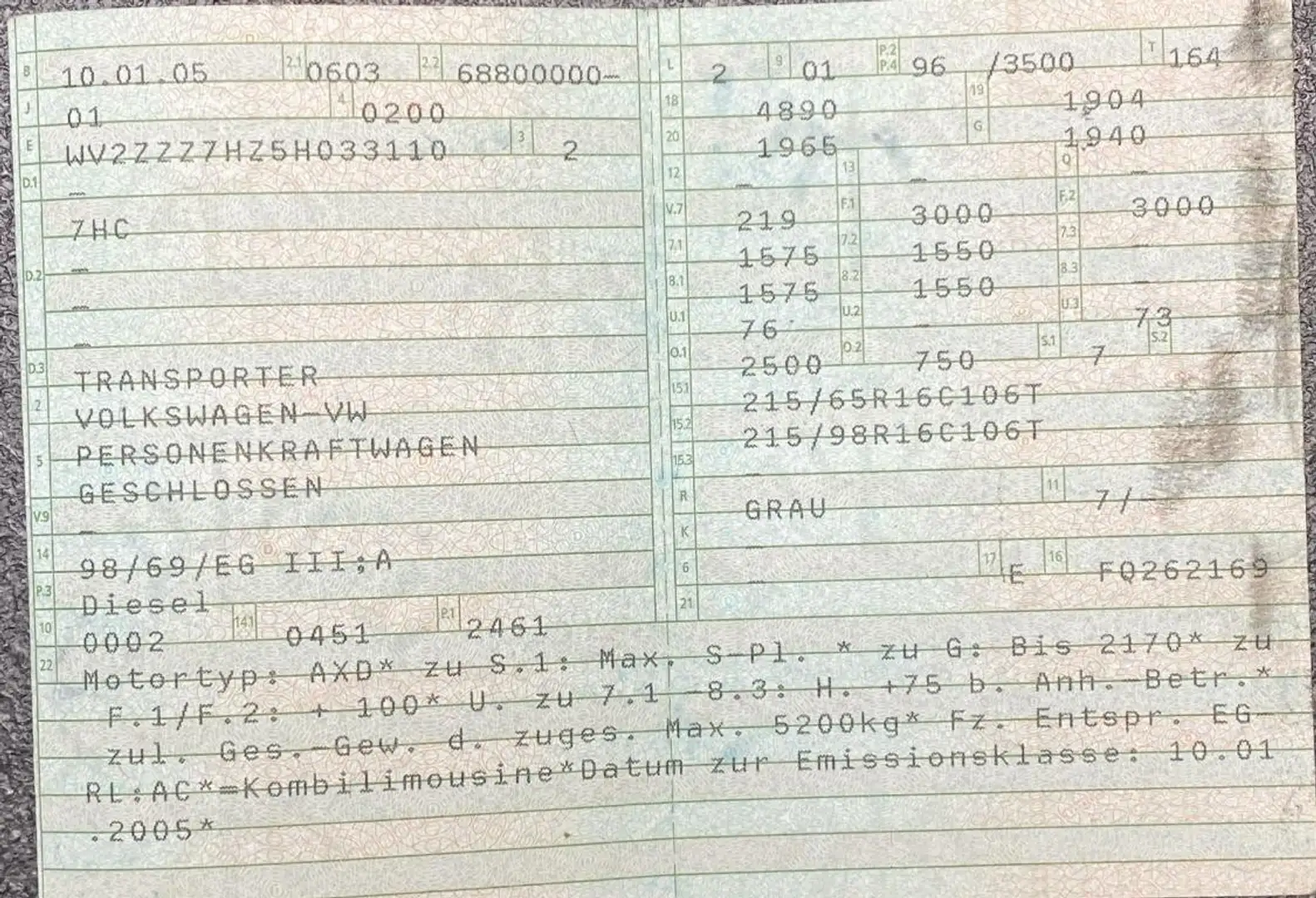 Volkswagen T5 Kombi VW T5 Transporter Automatik Gris - 2