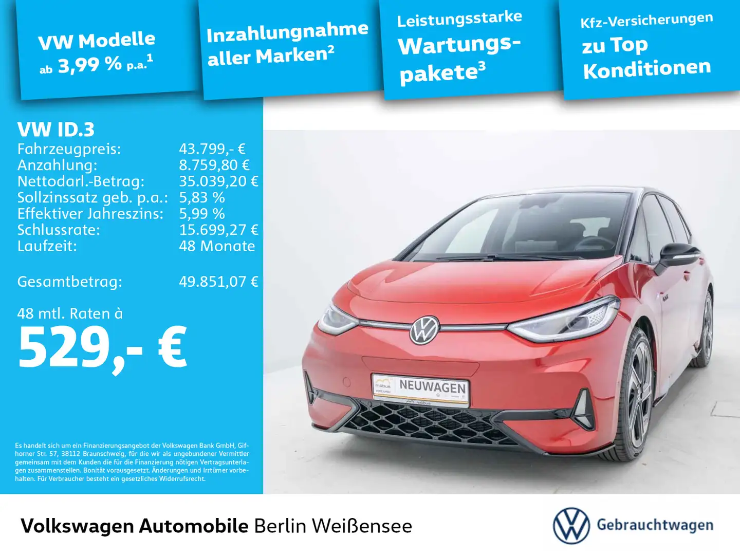 Volkswagen ID.3 GTX APP*KLIMA*MATRIX*Keyless*MFL Rot - 1