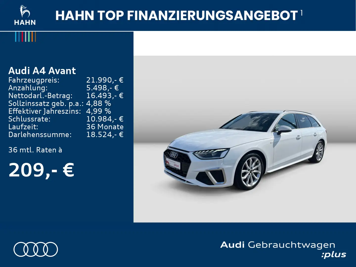 Audi A4 40TDI qua S-Line S-Trc AHK LED Navi Sit Blanc - 2