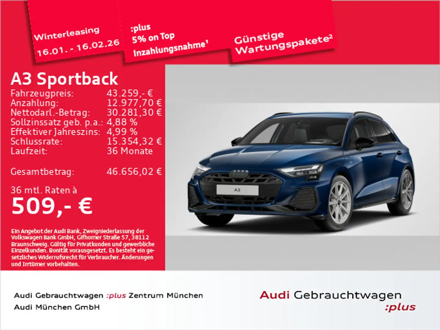 Audi A3 40 TFSI e S tronic S line HuD/SONOS Blau - 1