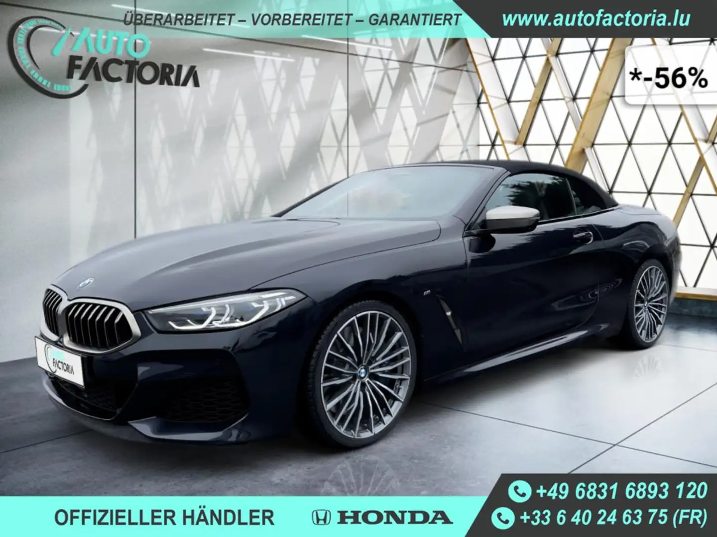 BMW M850 I Cabrio 530PS 8G 4X4+NAVI+LEDER+KAM+LASER -56% Zwart - 1